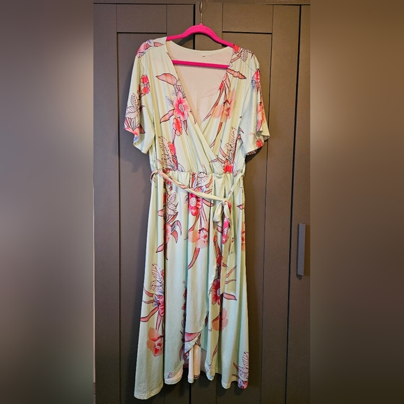 🩷5/$25🩷 Floral Print Mint Dress, Plus Size 1X - Picture 6 of 12